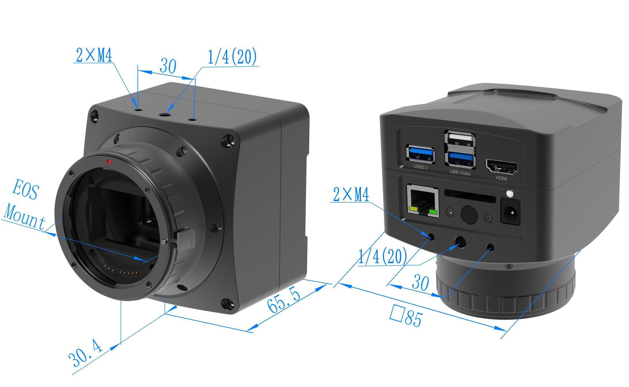 X7FCAM4K16MPA_EFL系列相机尺寸示意图