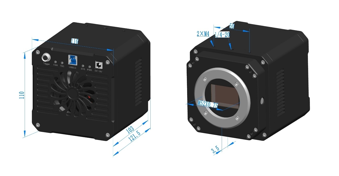 MAX系列相机外形尺寸示意图
